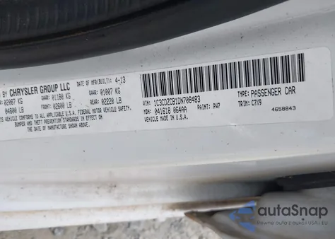 2013 Dodge Avenger Sxt z USA, uszkodzony, nr VIN 1C3CDZCB1DN708483